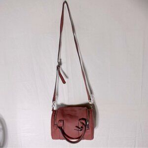JustFab Pink Faux Pebbled Leather Mini Duffel Bag Cross Body Shoulder Bag Purse